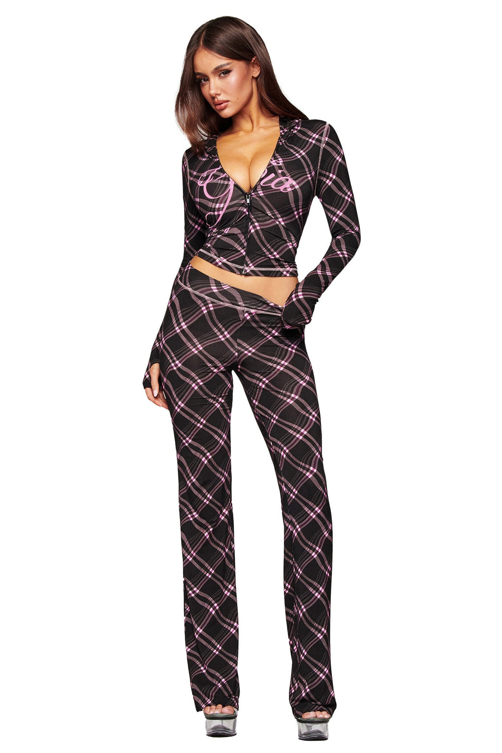 BLARE HOODIE - BLACK WARPED PLAID