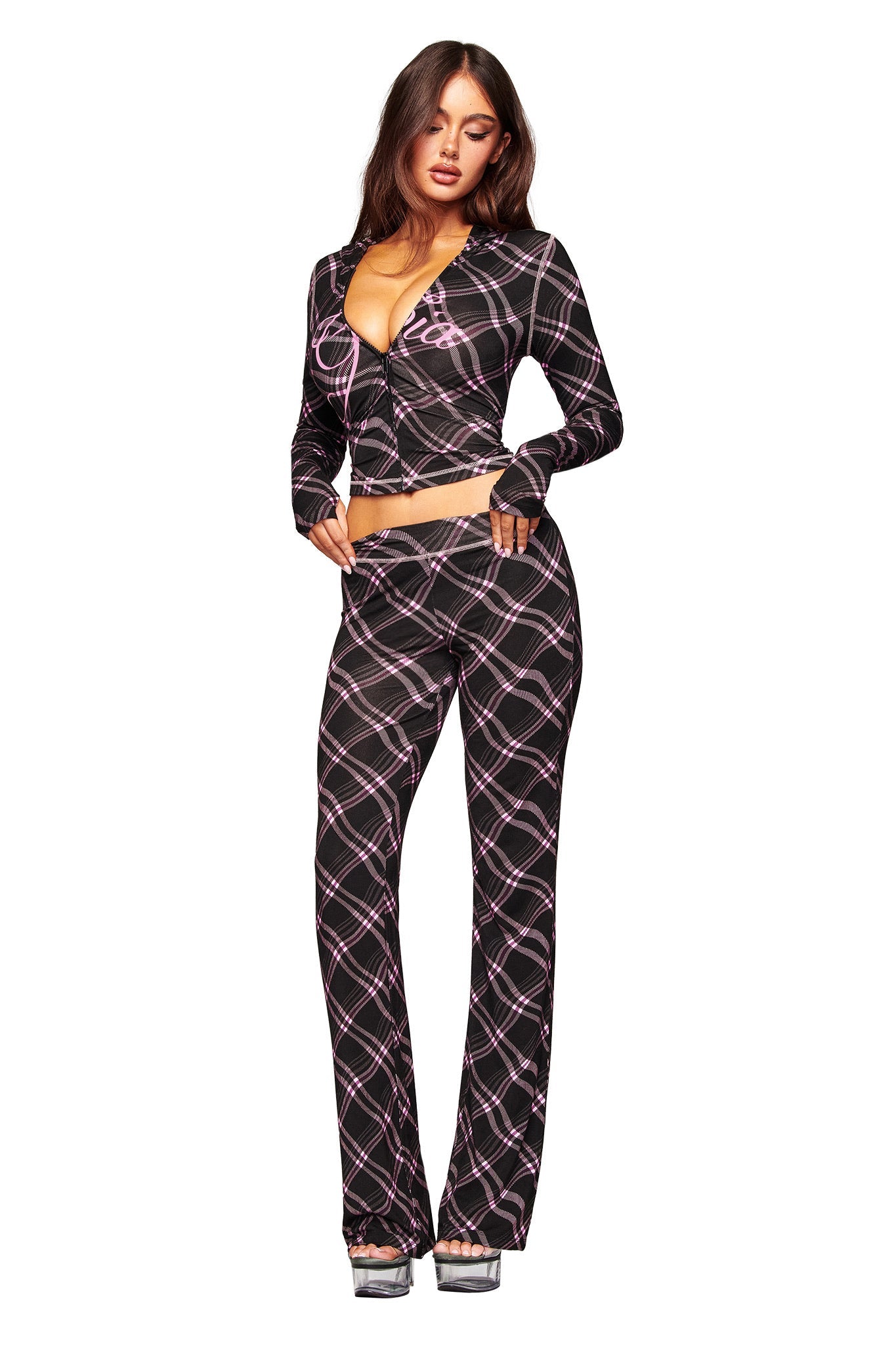 BLARE HOODIE - BLACK WARPED PLAID