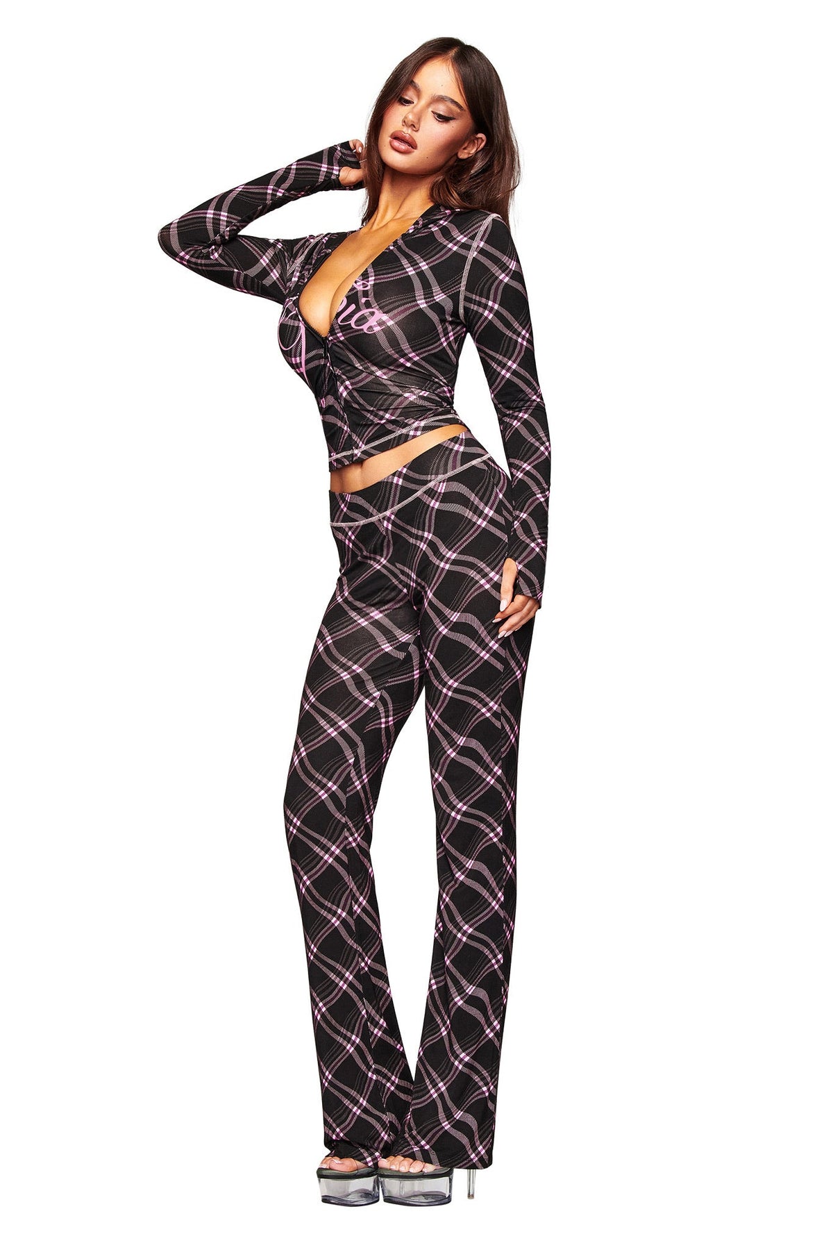 BLARE HOODIE - BLACK WARPED PLAID