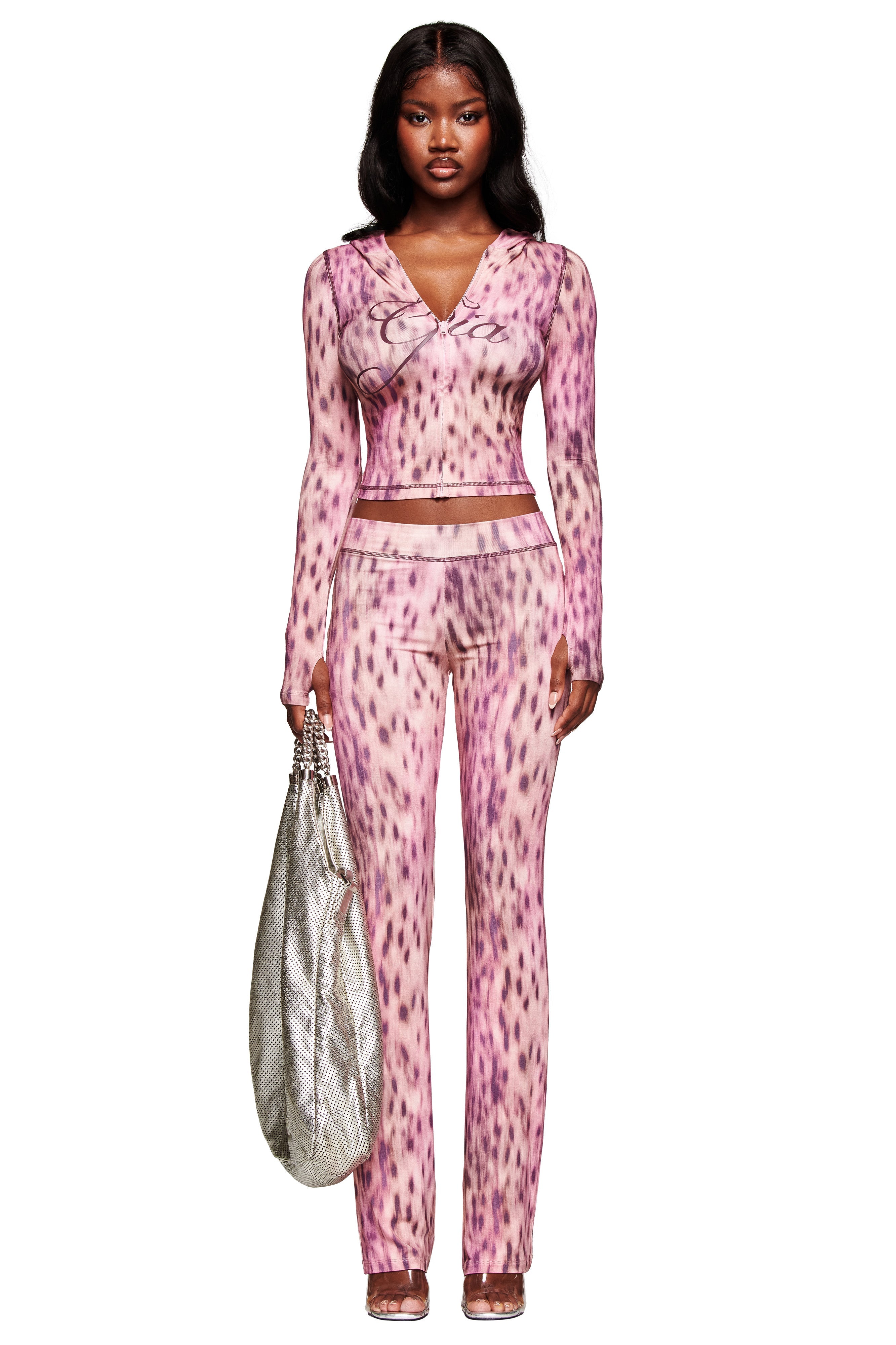 BLARE HOODIE - PINK BLURRED CHEETAH