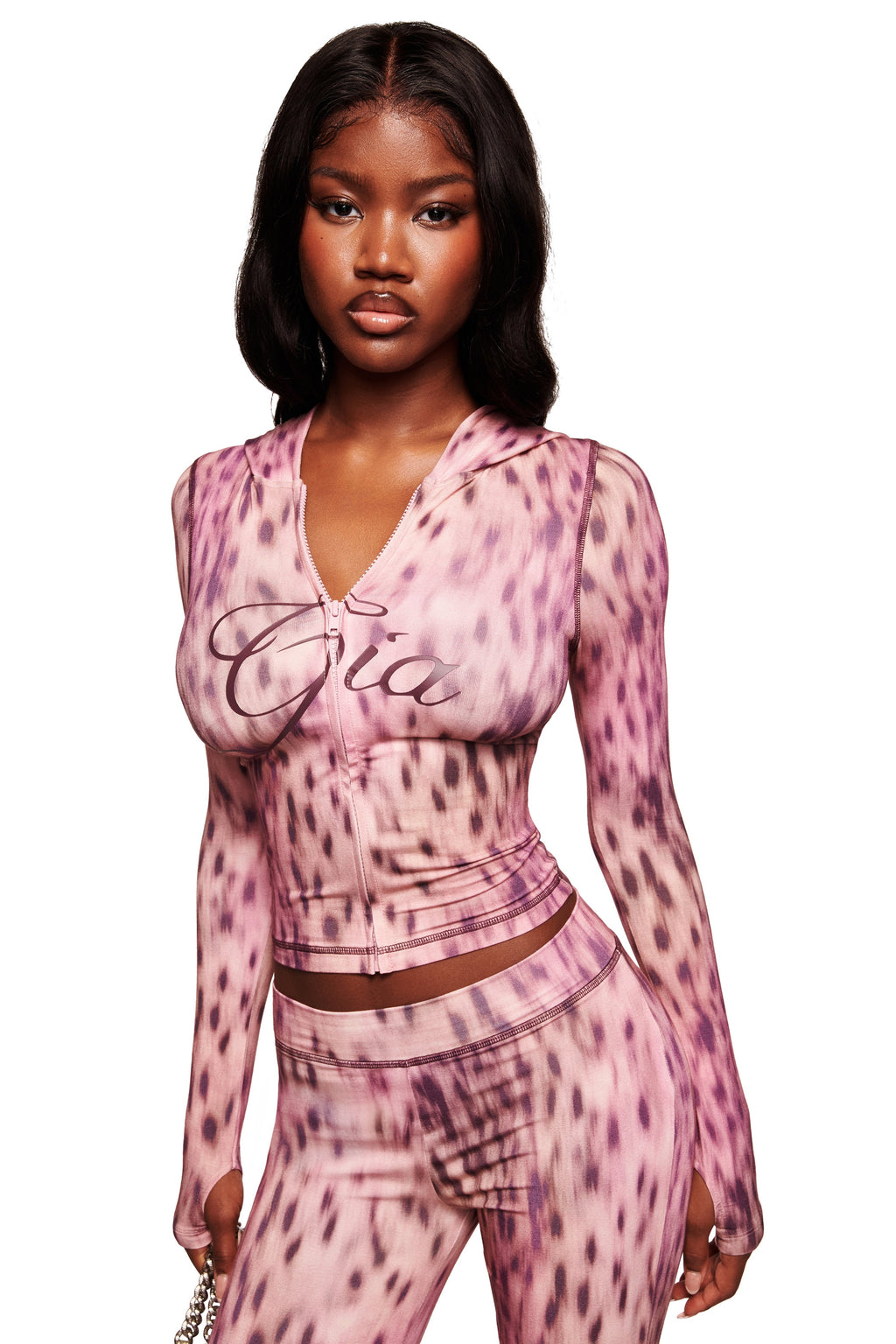 BLARE TRACKPANT - PINK BLURRED CHEETAH