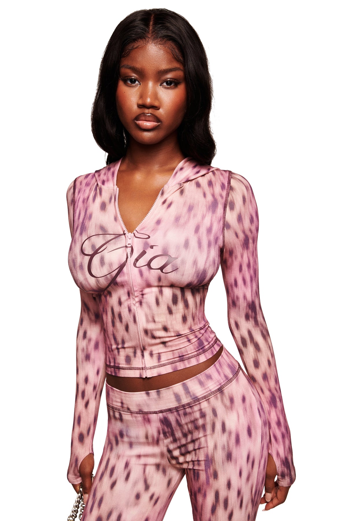 BLARE TRACKPANT - PINK BLURRED CHEETAH