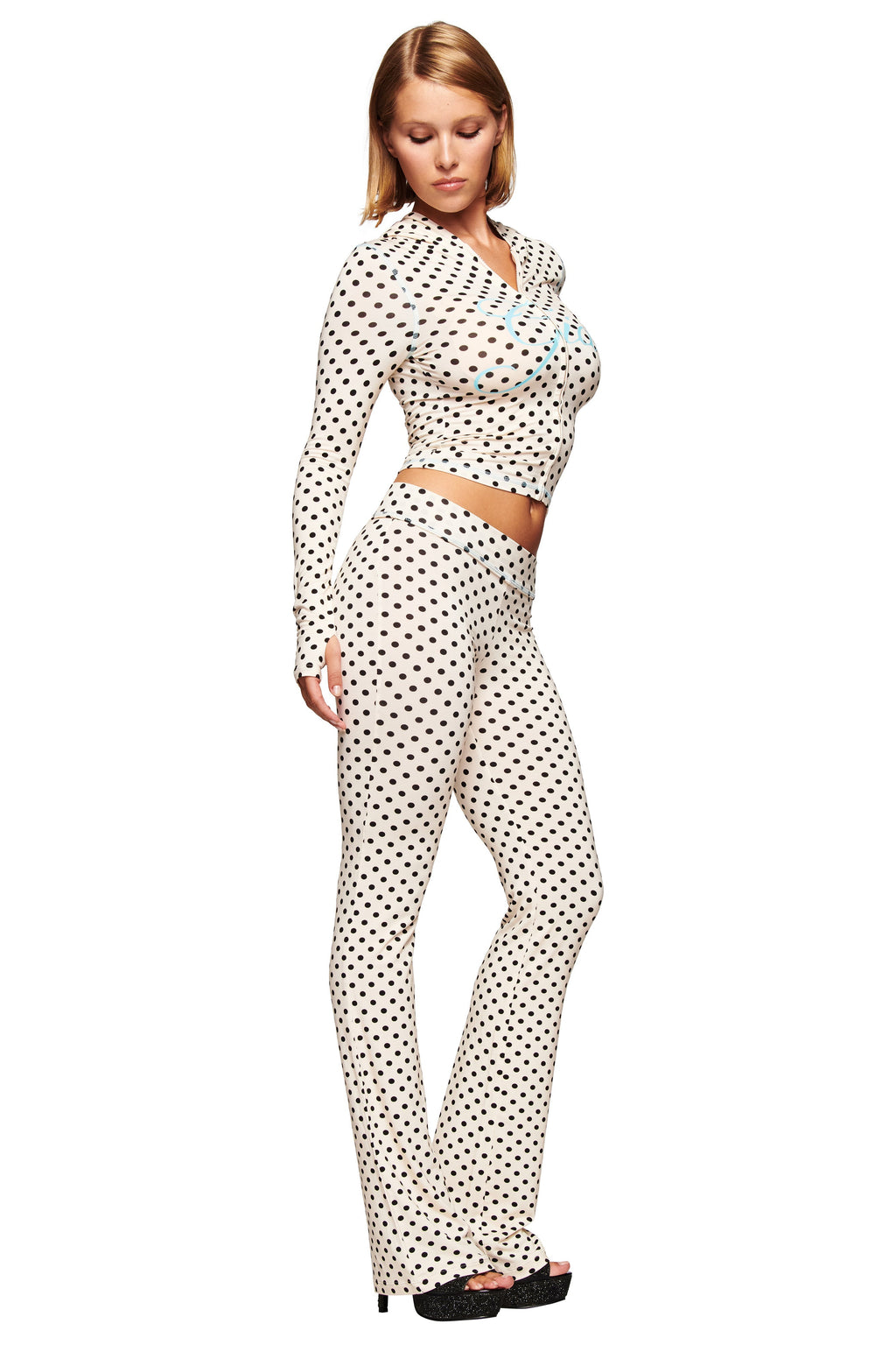 BLARE HOODIE - CREAM POLKA DOT