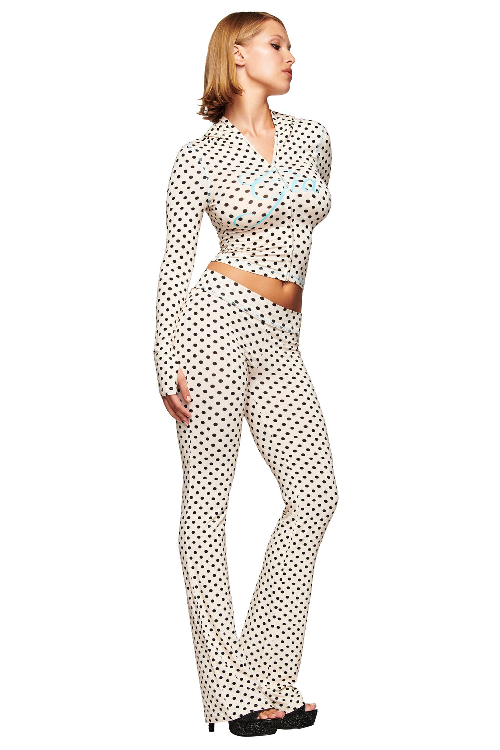 BLARE HOODIE - CREAM POLKA DOT