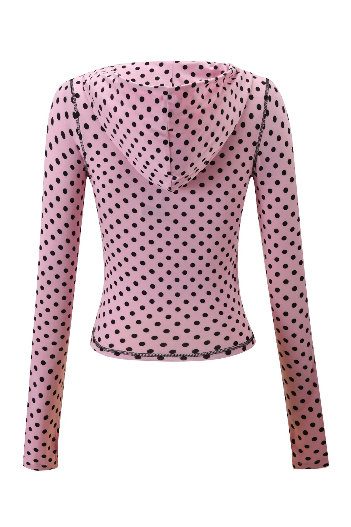 I AM GIA Long Sleeve Zip Hoodie Top - Pink Polka Dot