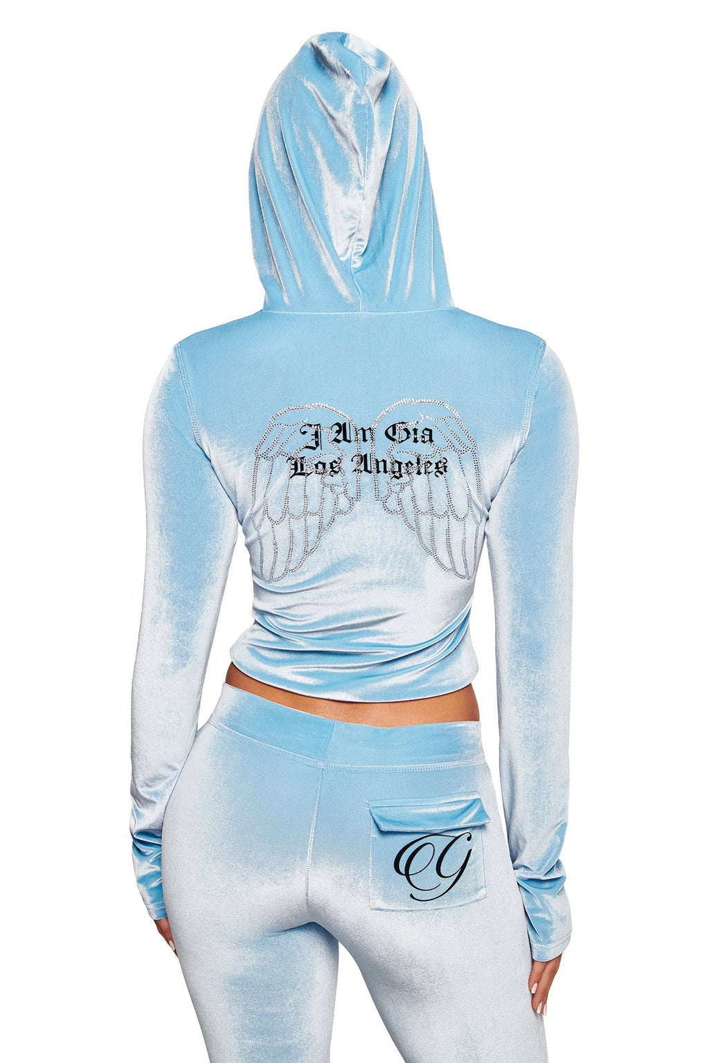BLARE VELOUR POCKET TRACKPANT - ICE BLUE