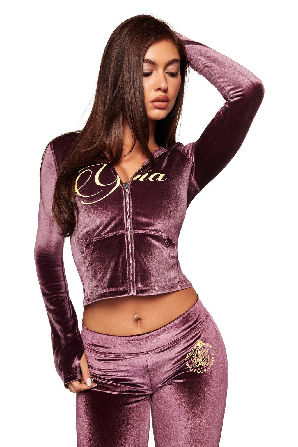 BLARE VELOUR POCKET TRACKPANT - PURPLE