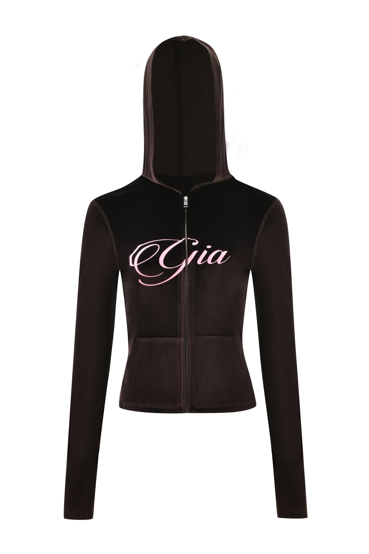BLARE VELOUR POCKET HOODIE - CHOCOLATE