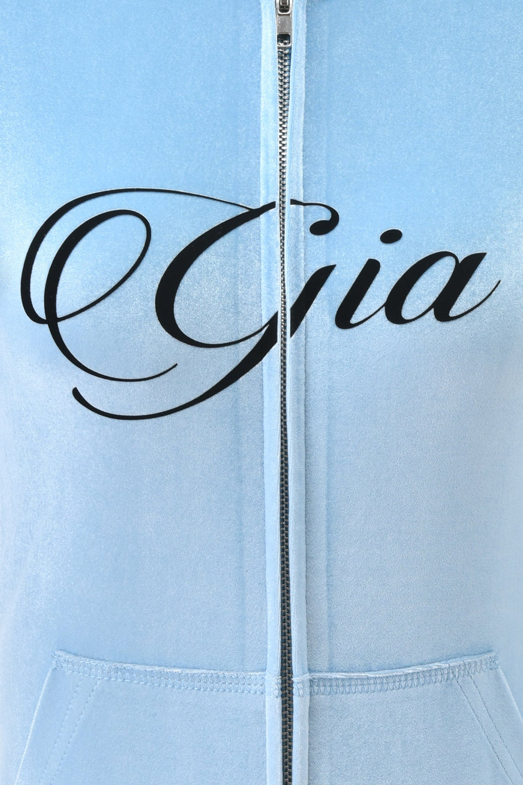 BLARE VELOUR POCKET HOODIE - ICE BLUE