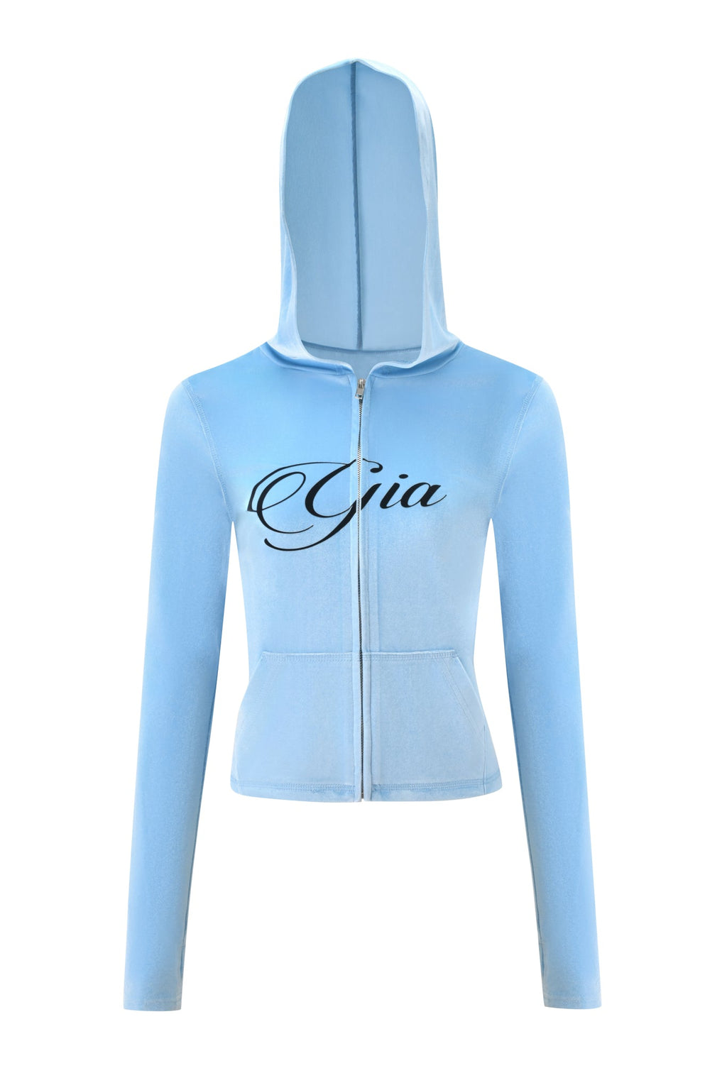BLARE VELOUR POCKET HOODIE - ICE BLUE