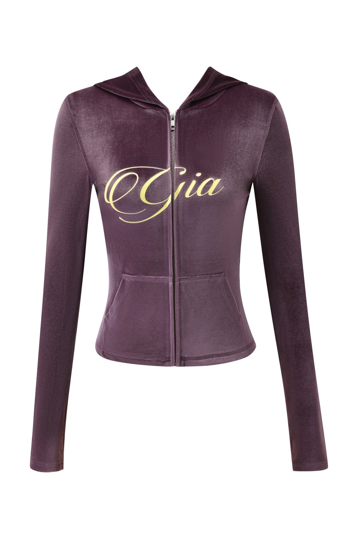 BLARE VELOUR POCKET HOODIE - PURPLE