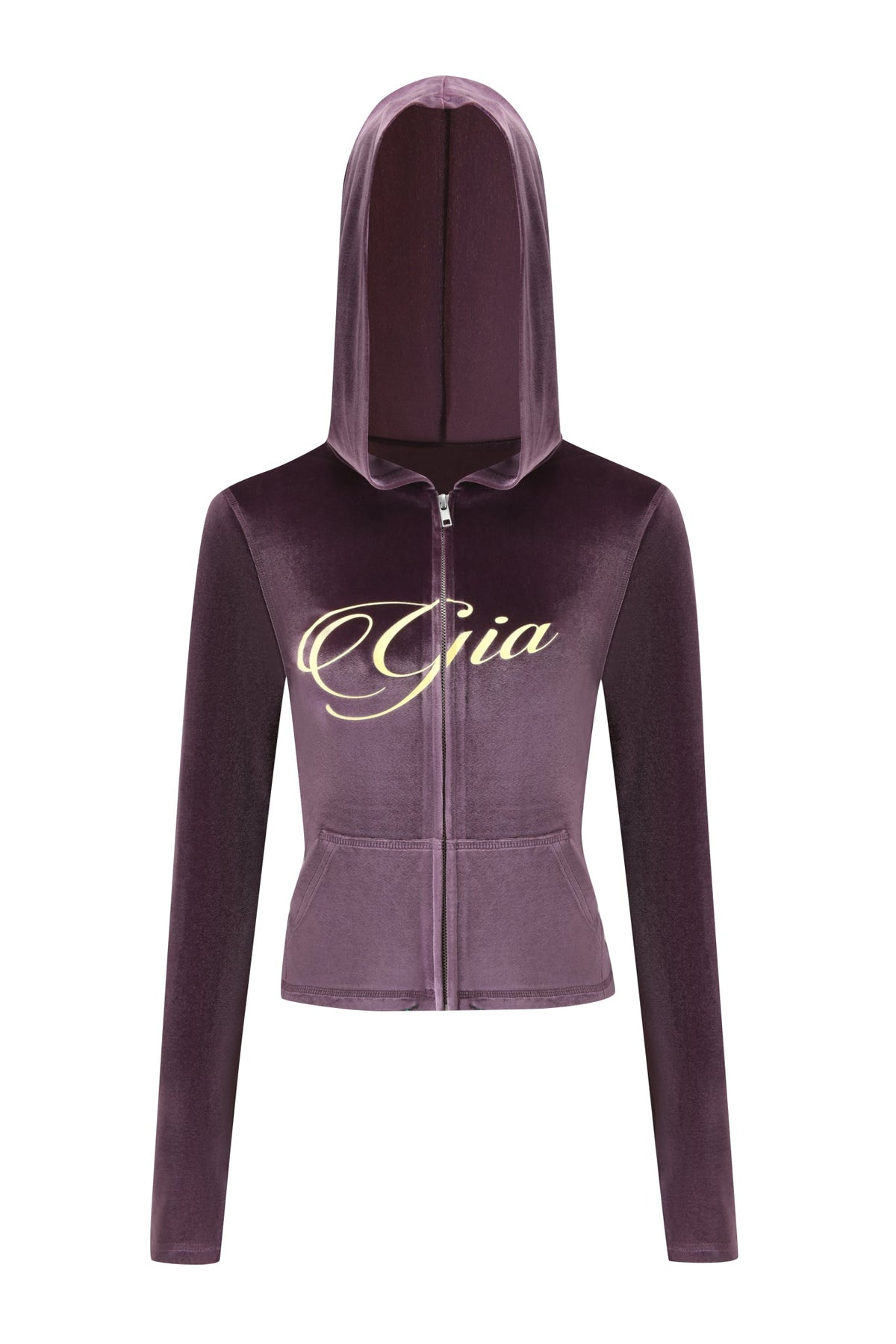BLARE VELOUR POCKET HOODIE - PURPLE