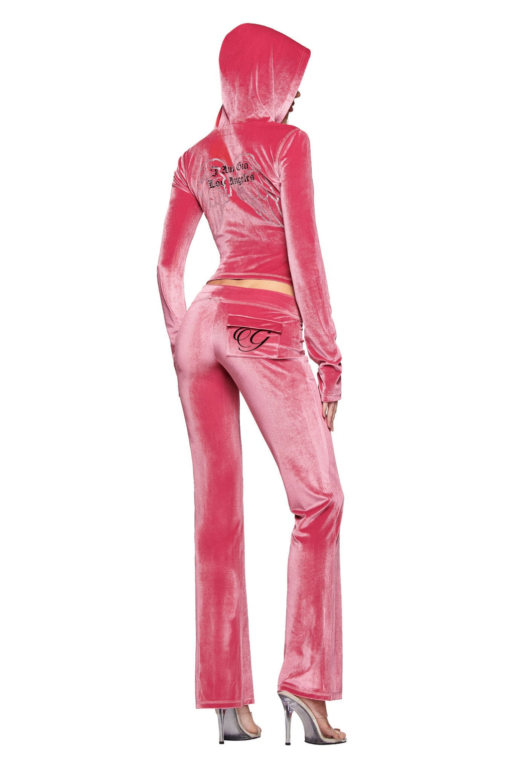 BLARE VELOUR POCKET HOODIE - PINK