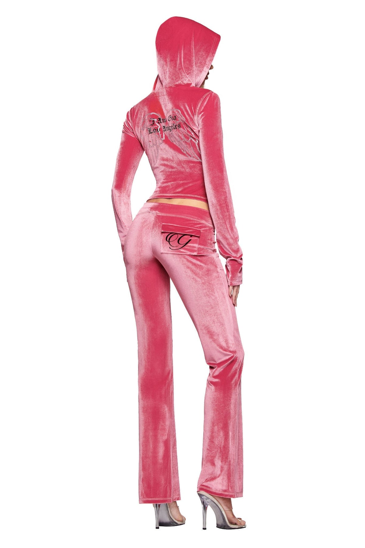 BLARE VELOUR POCKET HOODIE - PINK